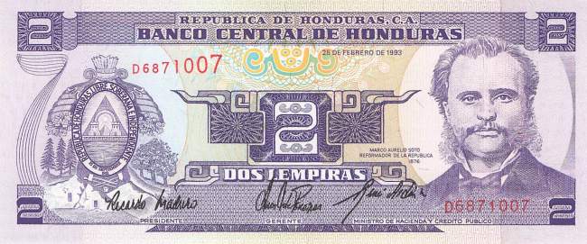 2 Lempiras 26.2.1993 p72b